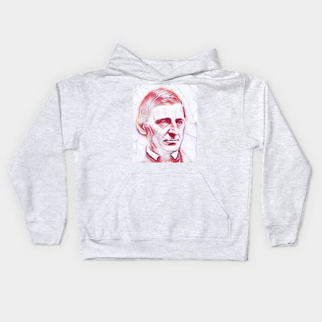 Ralph Waldo Emerson Portrait | Ralph Waldo Emerson line art Kids Hoodie by JustLit